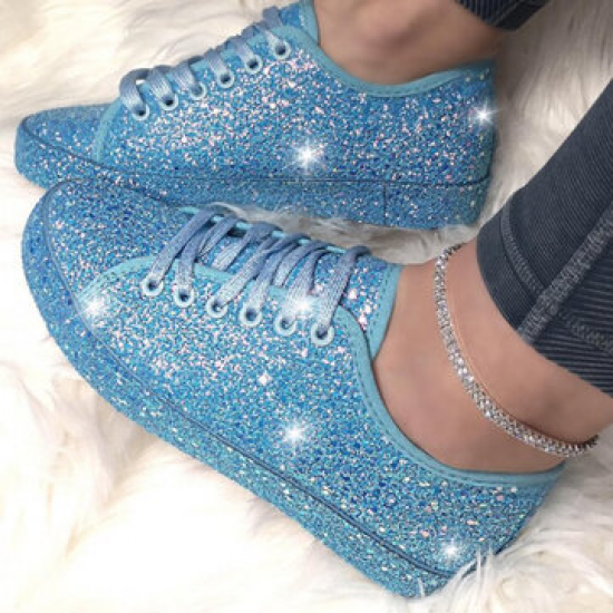 Women Soild Color Sequined Wearable Fashion Casual Shoes for Flat & Loafers