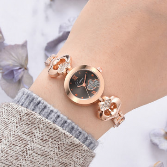 Crystal Love Heart Gift Women Wrist Watch Full Steel Casual Style Quartz Watches for Women Watches