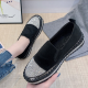 Women Rhinestone Stitching Wearable Slip On Platform Casual Flats for Platform