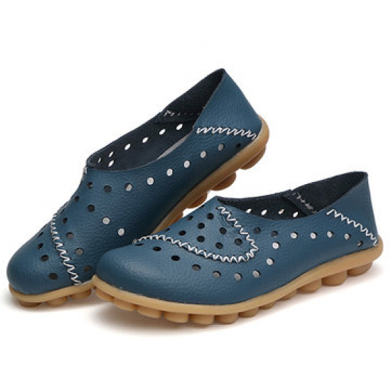 Large Size Hollow Out Leather Flat Shoes for Flat & Loafers