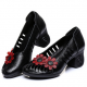 SOCOFY Retro Hollow Out Handmade Flower Pattern Leather Pumps for Pumps