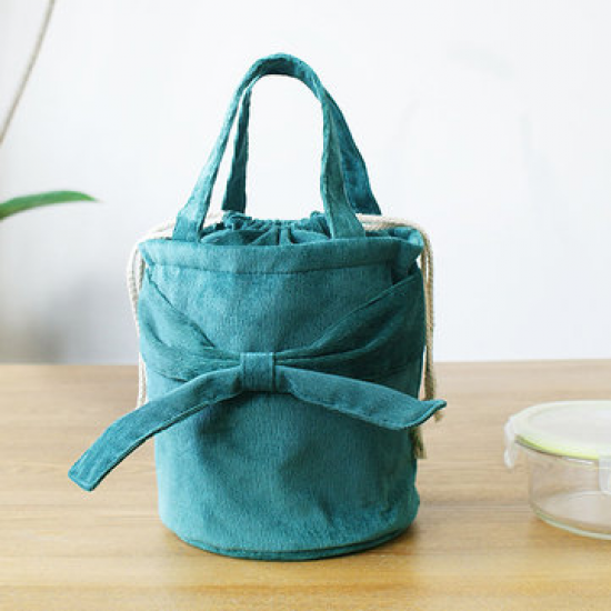 Corduroy Bowknot Bucket Bags Lunch Bags For Women for Storage Bags