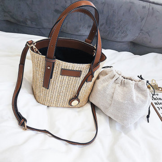 Straw Beach Bag Bucket Bag Handbag Shoulder Bag For Women for Handbags