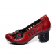 SOCOFY Retro Hollow Out Handmade Flower Pattern Leather Pumps for Pumps