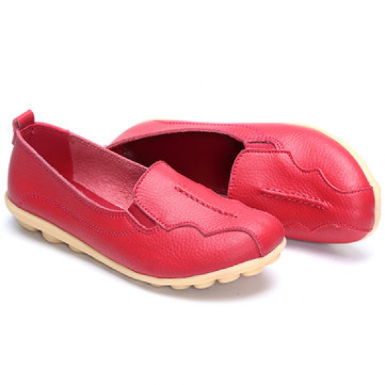 SOCOFY Big Size Pattern Leather Soft Flat Casual Shoes For Women for Flat & Loafers