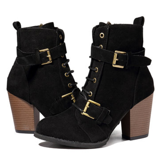 Pointed Toe Chunky Heel Ankle Boots for Pumps