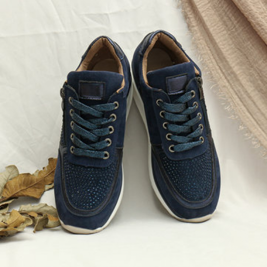 Plus Size Women Suede Rhinestone Decration Lace Up Platform Casual Shoes for Platform