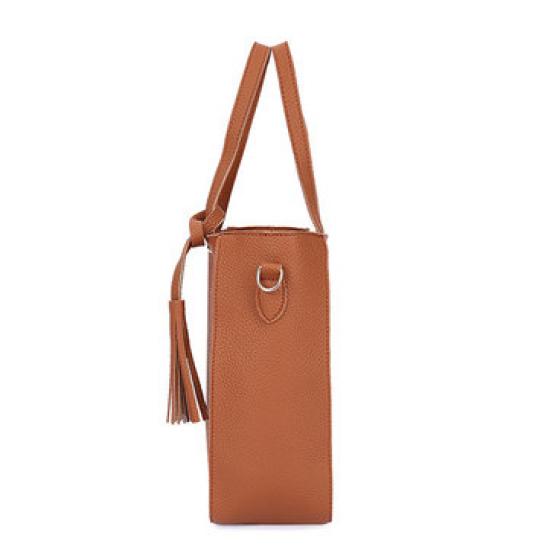 4 PCS Women PU Leather Handbag Tassel Leisure Crossbody Bag Solid Shoulder Bag for Handbags