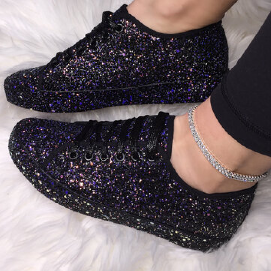 Women Soild Color Sequined Wearable Fashion Casual Shoes for Flat & Loafers