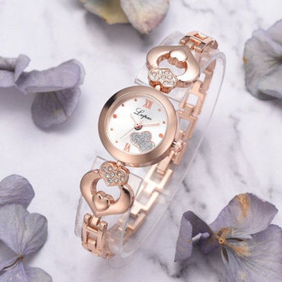 Crystal Love Heart Gift Women Wrist Watch Full Steel Casual Style Quartz Watches for Women Watches