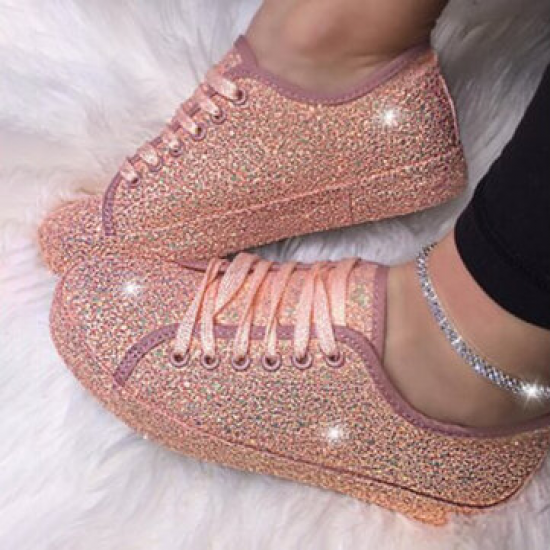 Women Soild Color Sequined Wearable Fashion Casual Shoes for Flat & Loafers