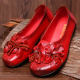 SOCOFY Flower Tassel Soft Leather Slip On Flat Casual Vintage Shoes for Flat & Loafers