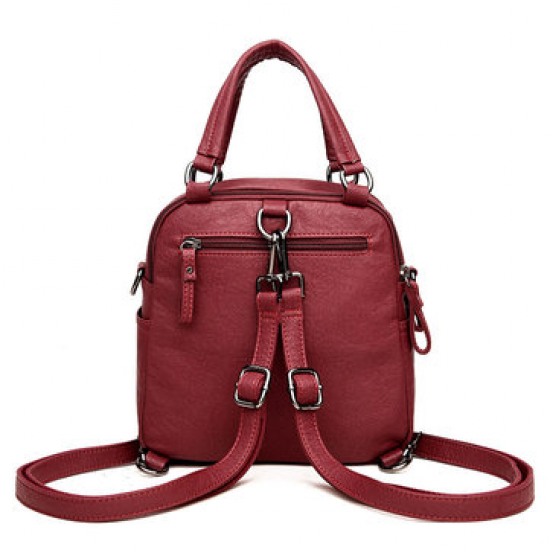 Women High-end Multifunction Soft PU Leather Handbag Double Layer Large Capacity Backpack for Handbags